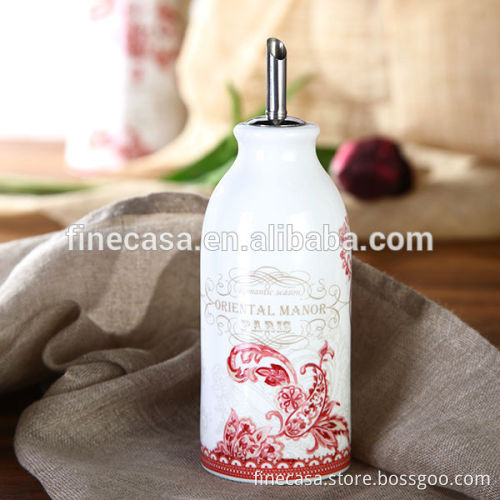 Elegant Fine New Bone China Oil and Vinegar 2 in 1 Bottles and Ceramic Salt Pepper Holder of Oriental Manor